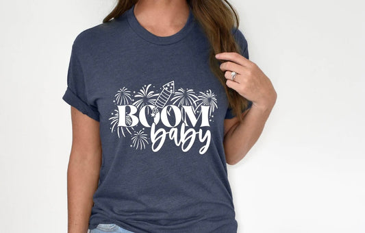 Boom baby WHITE screen print transfer