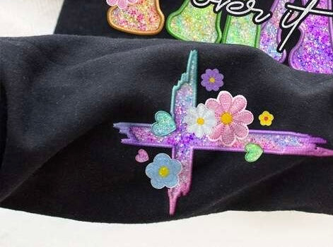 Cross with glitter and flowers 27893 DTF transfers