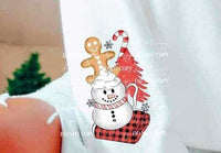 My favorite things (blanket, gingerbread man, snowman mug, tree with checkered print) SLEEVE 9935 DTF TRANSFER