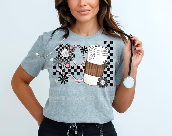 Nurse items BLACK flower (MMD) 33067 DTF transfer