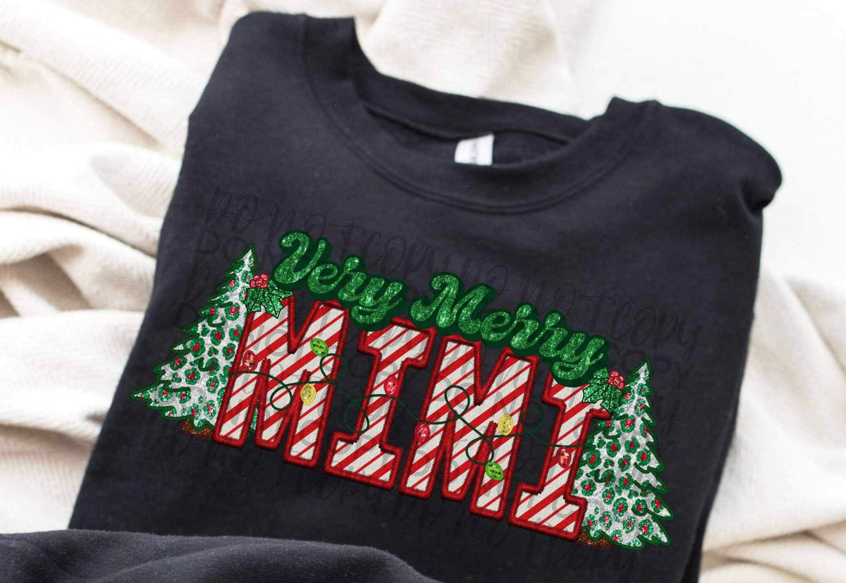 Very merry MIMI Christmas trees 68430 DTF Transfer