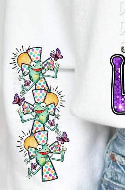 frog and polka dot cross SLEEVE 19805 DTF TRANSFER