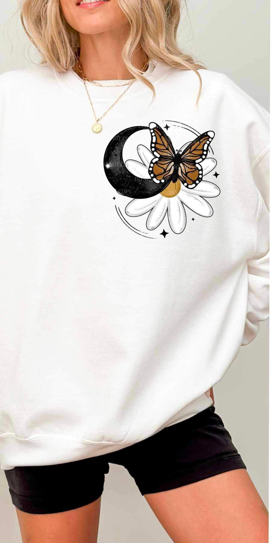 Moon, flower butterflies POCKET 16379 DTF Transfer