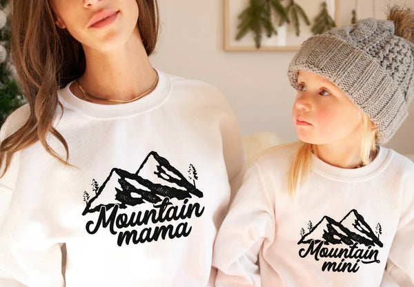 Mountain mama BLACK screen print transfer