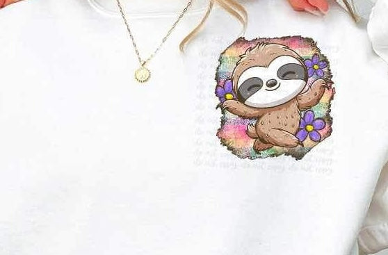 sloth with rainbow background 23464 DTF transfer