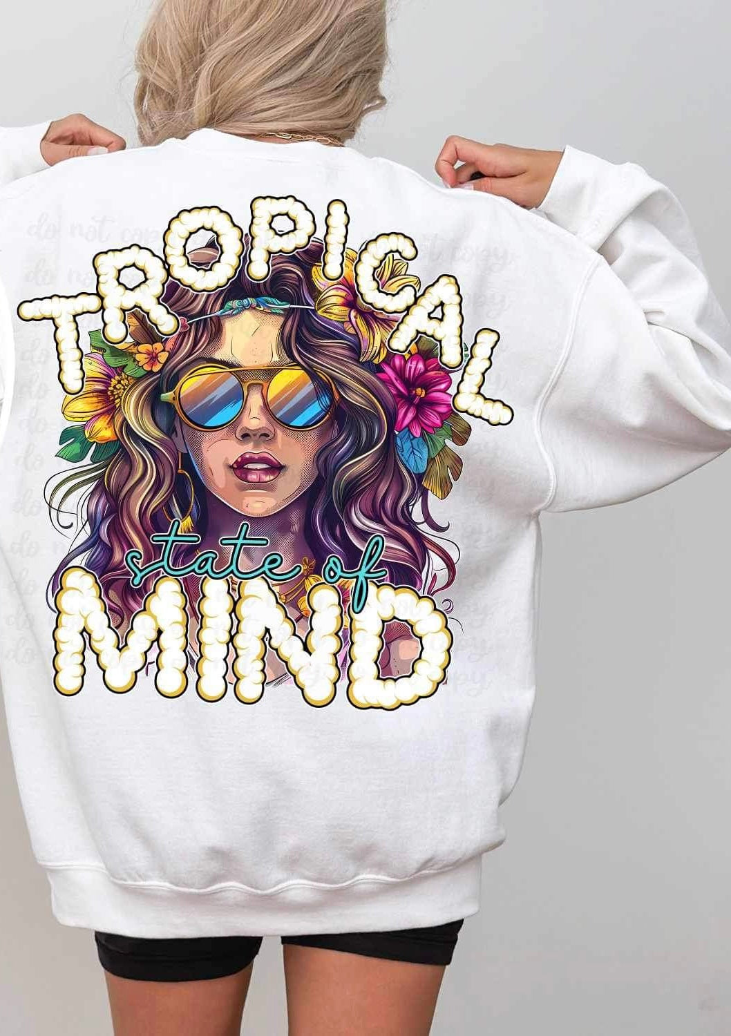 Tropical state of mind girl with sunglasses 24309 DTF transfer