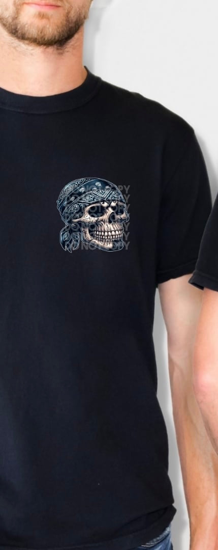 Skull with blue bandana (DD) 31162 DTF transfer