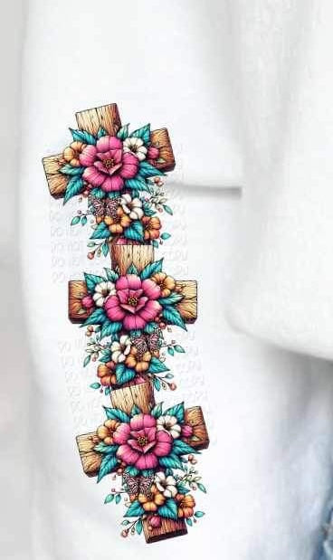 Cross with flowers SLEEVE 21216 DTF transfer