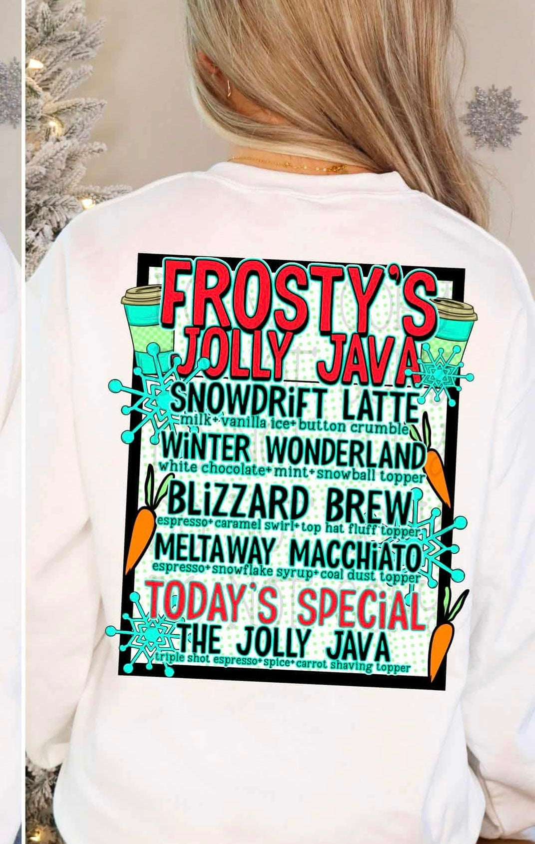 Snowman Brew menu back (C's) DTF transfer