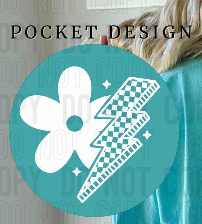 White flower and lightning bolt pocket (SBB) 27818 DTF transfer