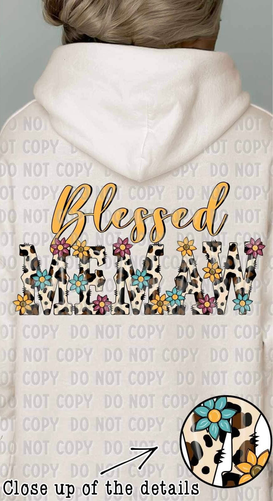 Blessed memaw leopard floral 19263 DTF TRANSFER