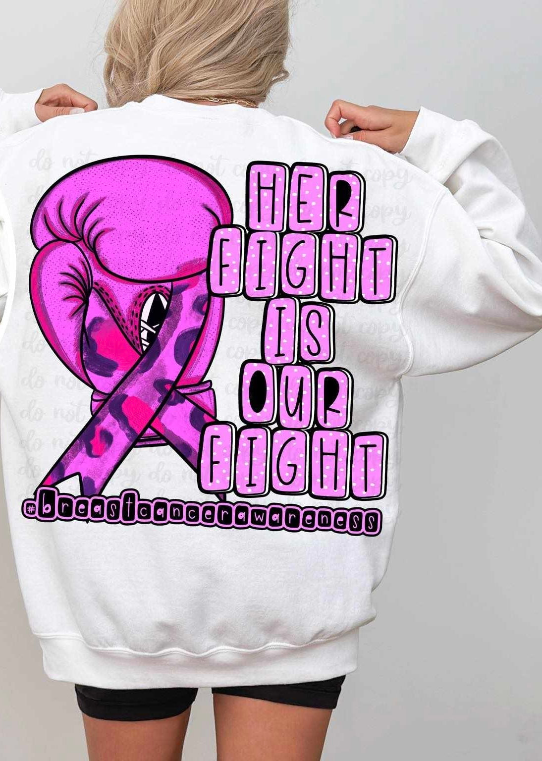 Her fight is our fight pink boxer glove and ribbon 36334 DTF transfer