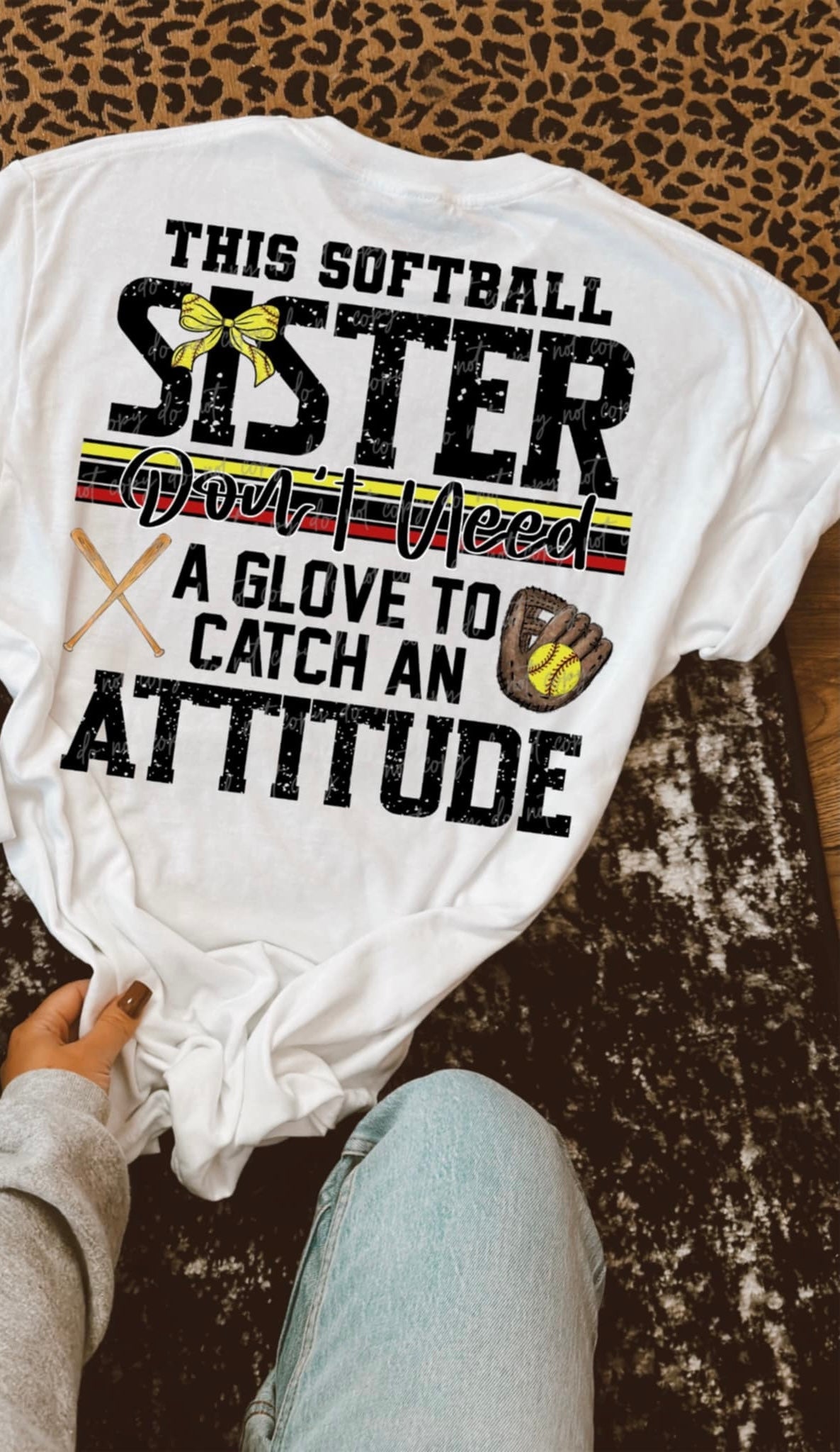 This softball Sister with bow don’t need a glove to catch an attitude (VIRGO) 91072 DTF transfer