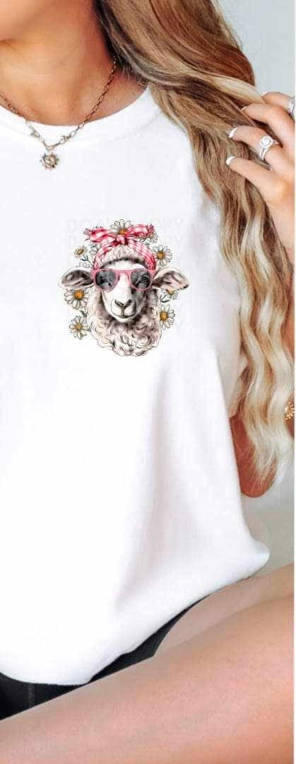 lamb with red head band 27655 DTF transfer