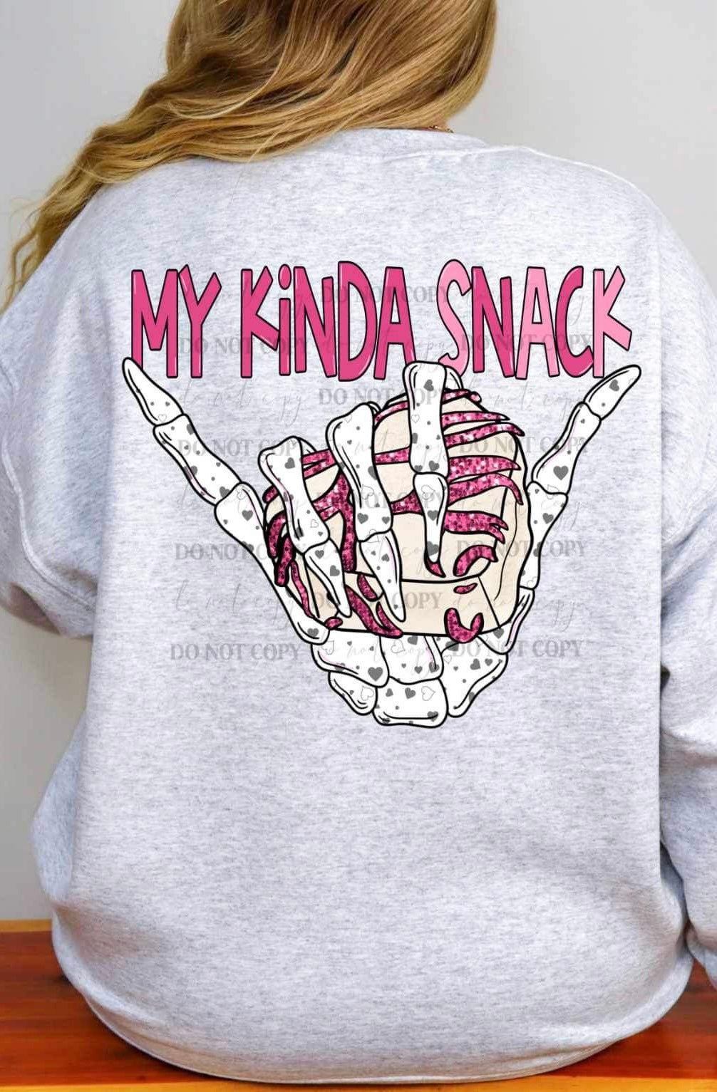 My kinda snack Skellie hand with heart cake MMD 17770 DTF TRANSFER