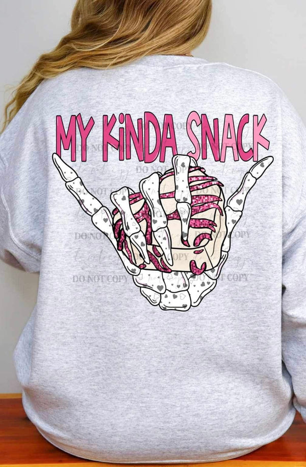 My kinda snack Skellie hand with heart cake MMD 17770 DTF TRANSFER