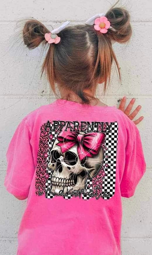 Apparently im dramatic skull with pink bow (LYTTLE) 26097 DTF transfer