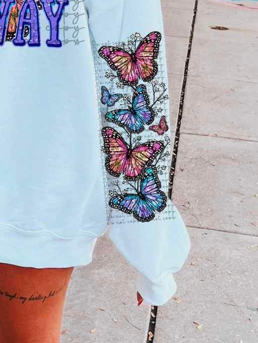 colorful butterflies SLEEVE ONLY 11541 DTF TRANSFER