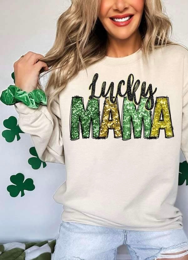 Lucky mama green and yellow 23904 DTF transfer