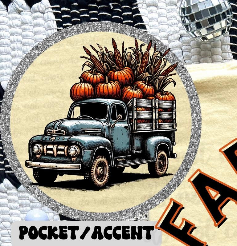 vintage truck filled with pumpkins 36403 DTF transfer
