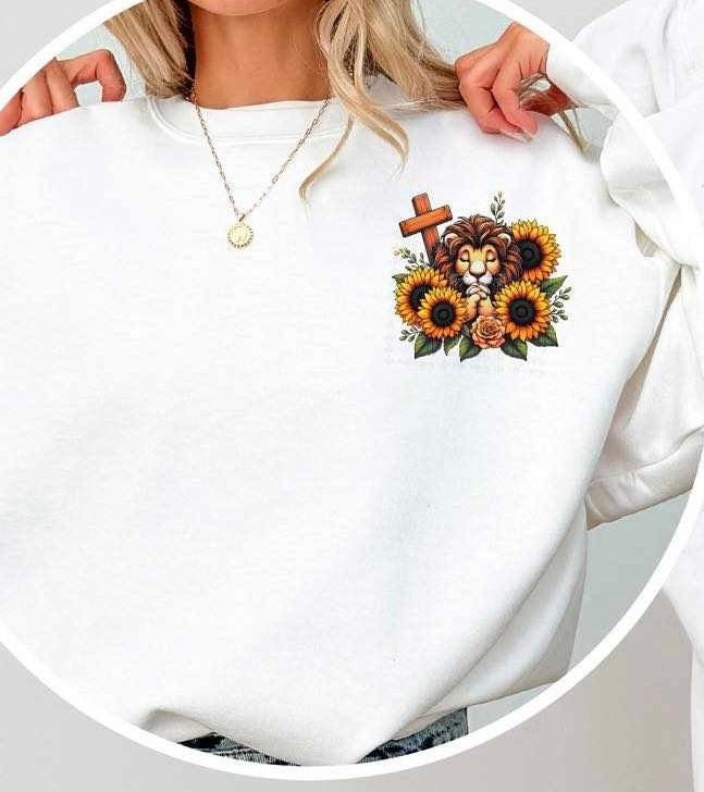 lion sunflowers cross 29396 DTF transfer