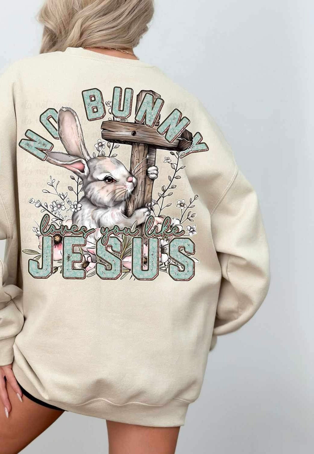 No bunny loves you like jesus bunny and cross 24317 DTF transfer – Mud ...