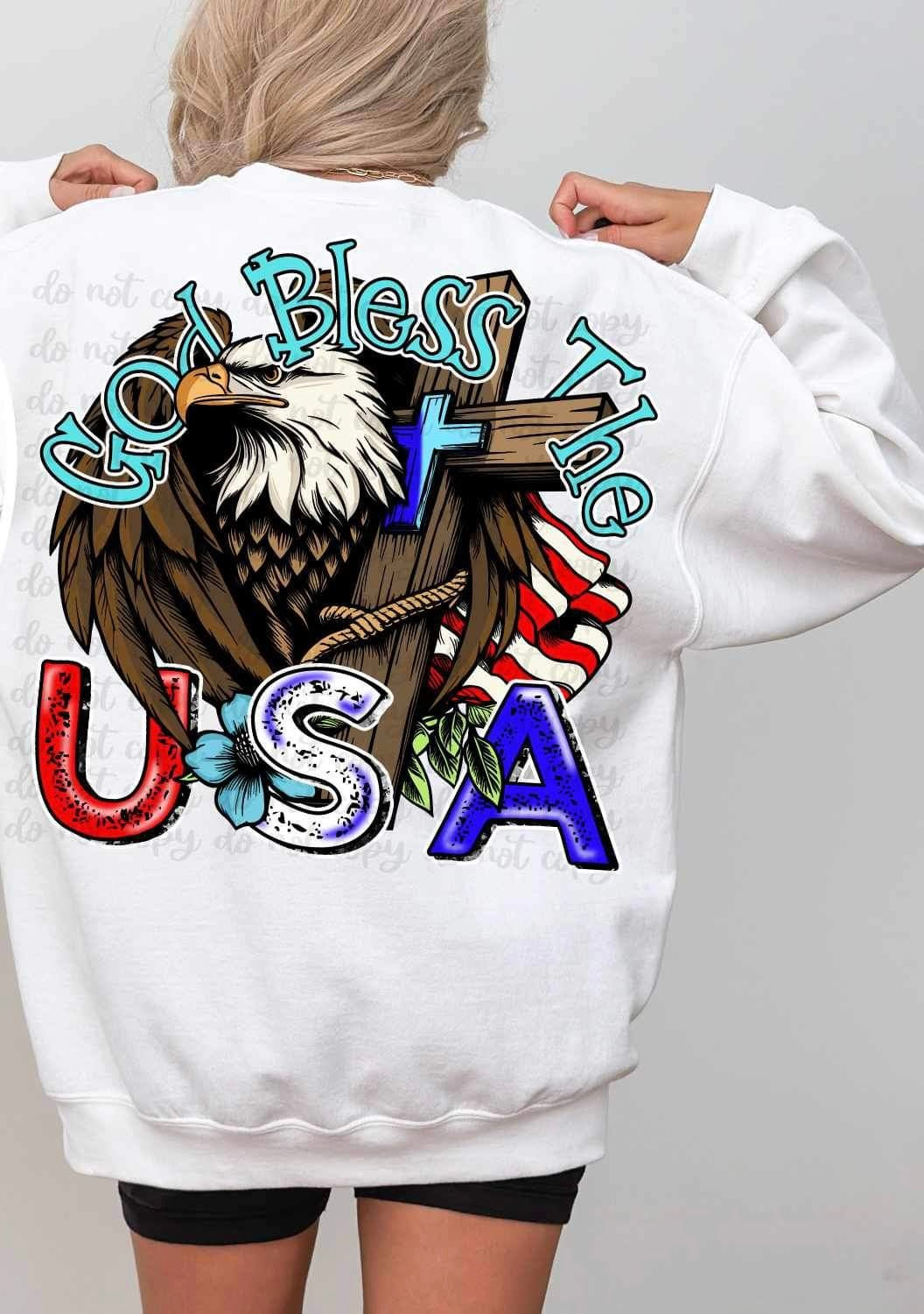 God bless the USA eagle and cross 24675 DTF transfer