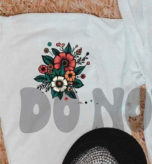 Red orange white flower pocket (RTD) 39783 DTF transfer