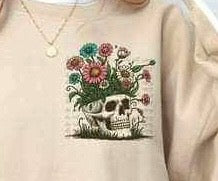 skellie with flowers 20565 DTF transfer