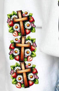 cross and strawberries SLEEVE 19069 DTF TRANSFER