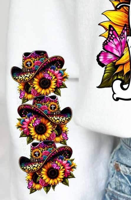 LF hat and sunflowers SLEEVE 24302 DTF transfer