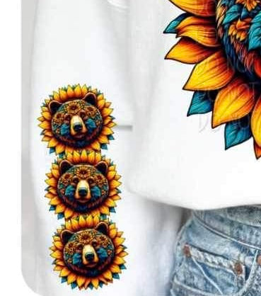 bear sunflower SLEEVE 24259 DTF transfer