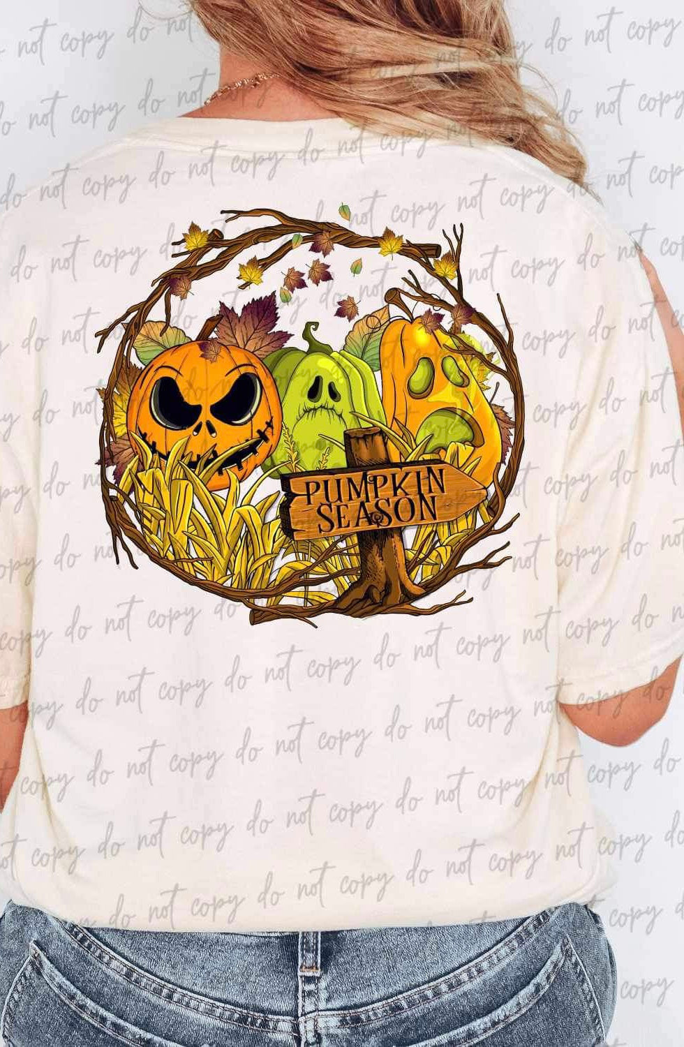 Pumpkin spice circle with pumpkins BACK 9953 DTF TRANSFER