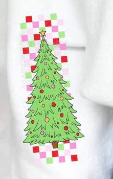 Tree with red pink green checkered print SLEEVE 16489 DTF Transfer