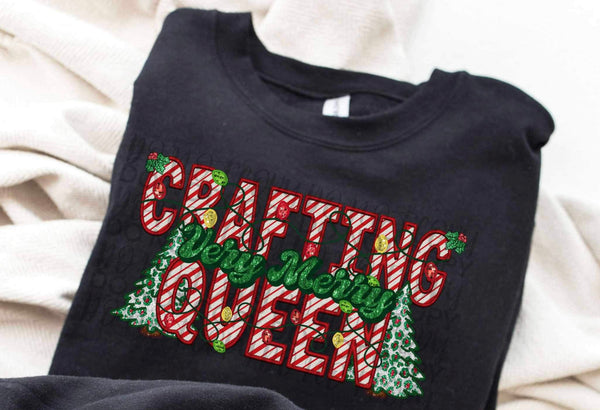 Very merry crafting queen Christmas trees DTF Transfer