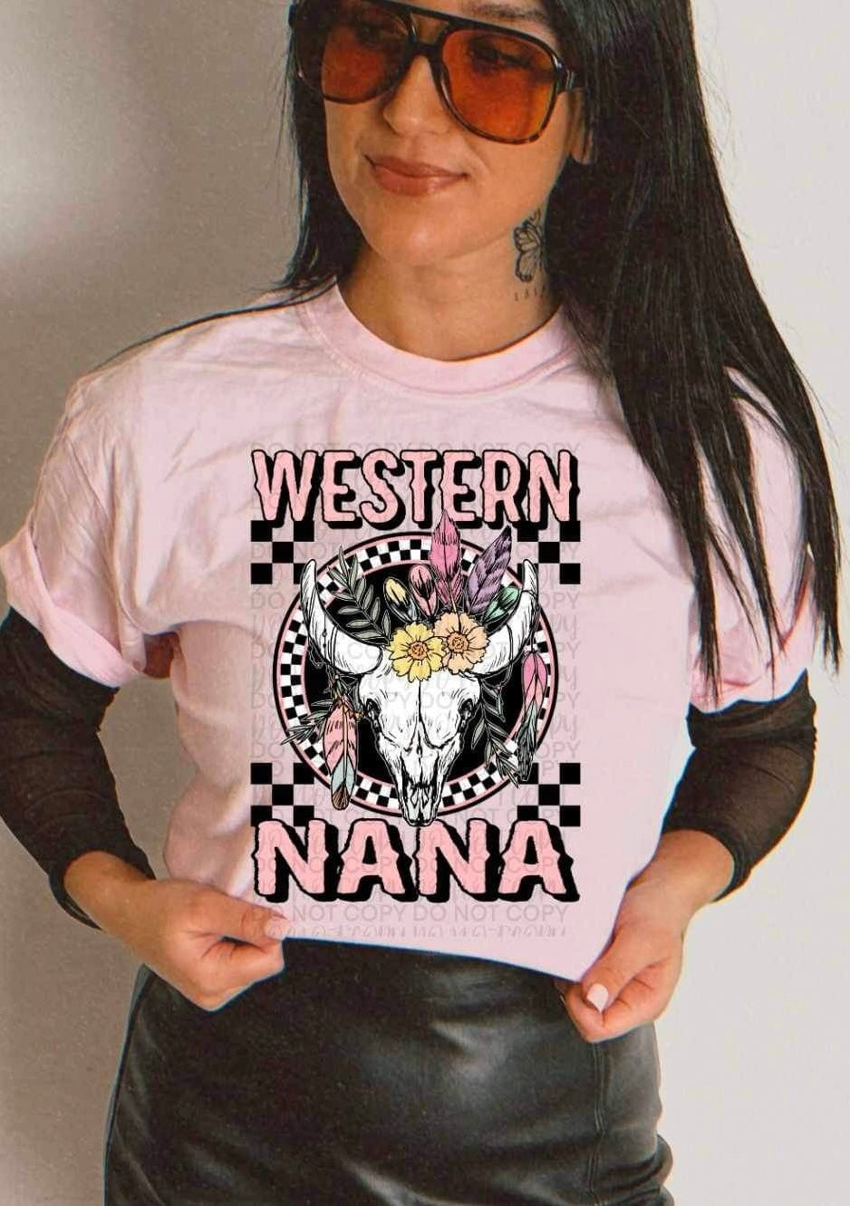 Western nana bull skull 23278 DTF transfer