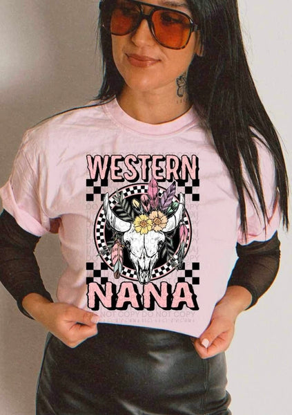 Western nana bull skull 23278 DTF transfer