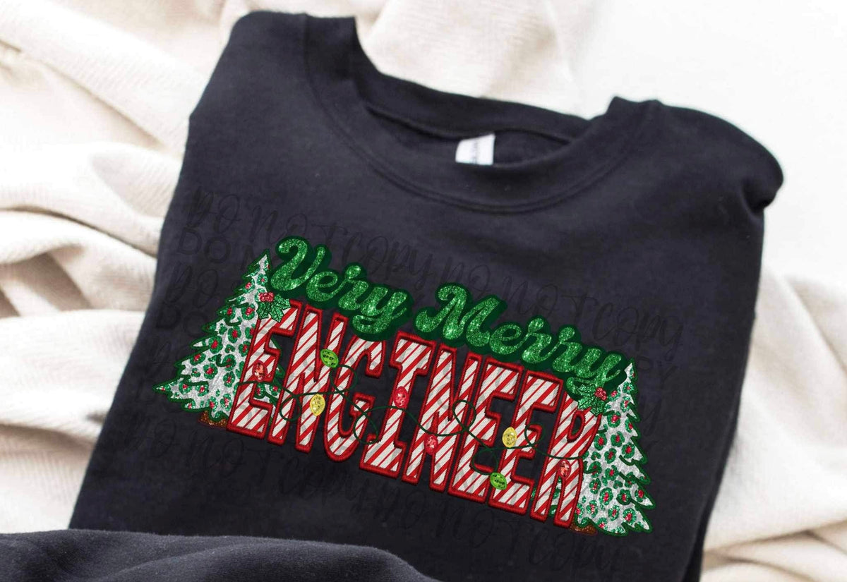 Very merry engineer Christmas trees DTF Transfer