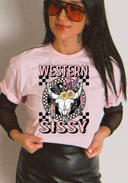 Western sissy bull skull 23298 DTF transfer