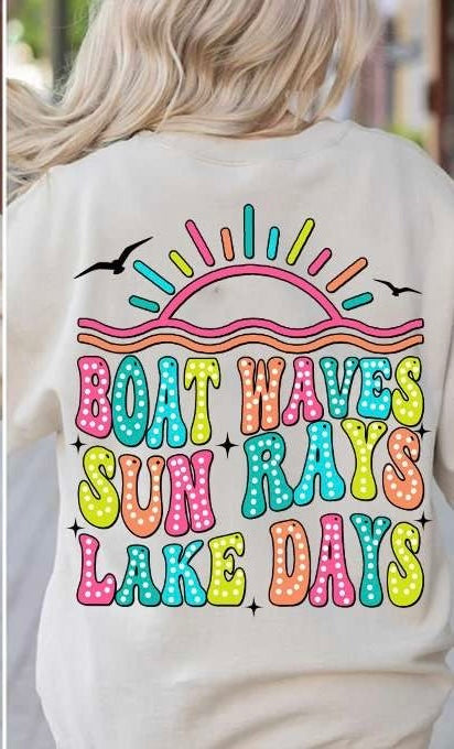 Boat waves sun rays lake days 31805 DTF transfer