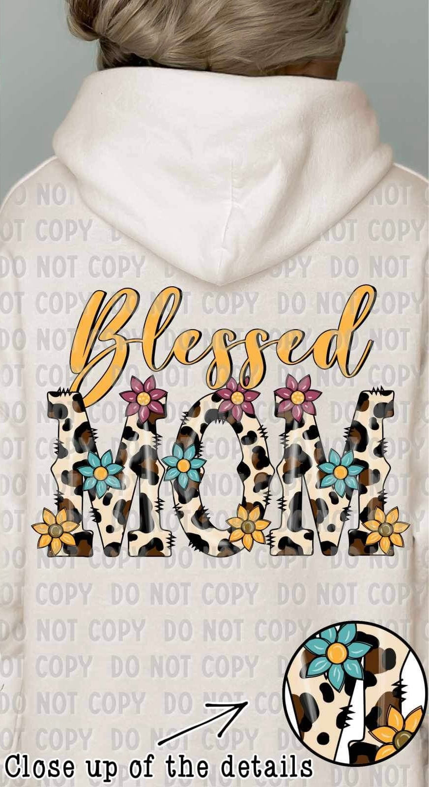 Blessed mom leopard floral 19257 DTF TRANSFER