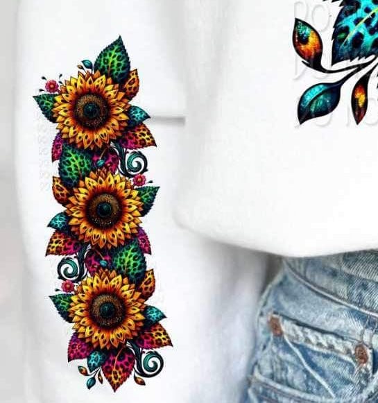 leopard sunflower SLEEVE 24552 DTF transfer