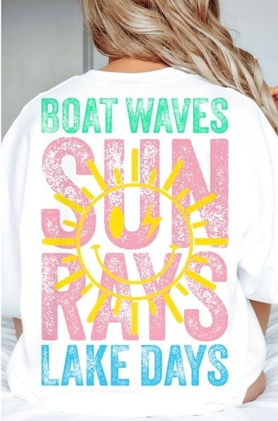 Boat waves sun rays lake days grunge 32499 DTF transfer