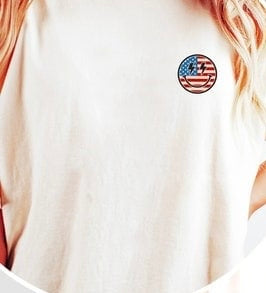 Patriotic happy face lightning bolt eyes 29859 DTF transfer