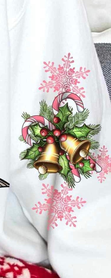 Bells, candy canes, pink snowflakes SLEEVE 15678 DTF Transfers