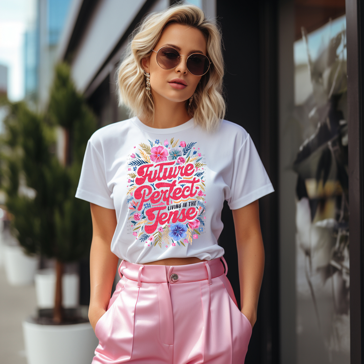 Future Perfect Living In The Tense Floral - Teacher 81397 DTF Transfer