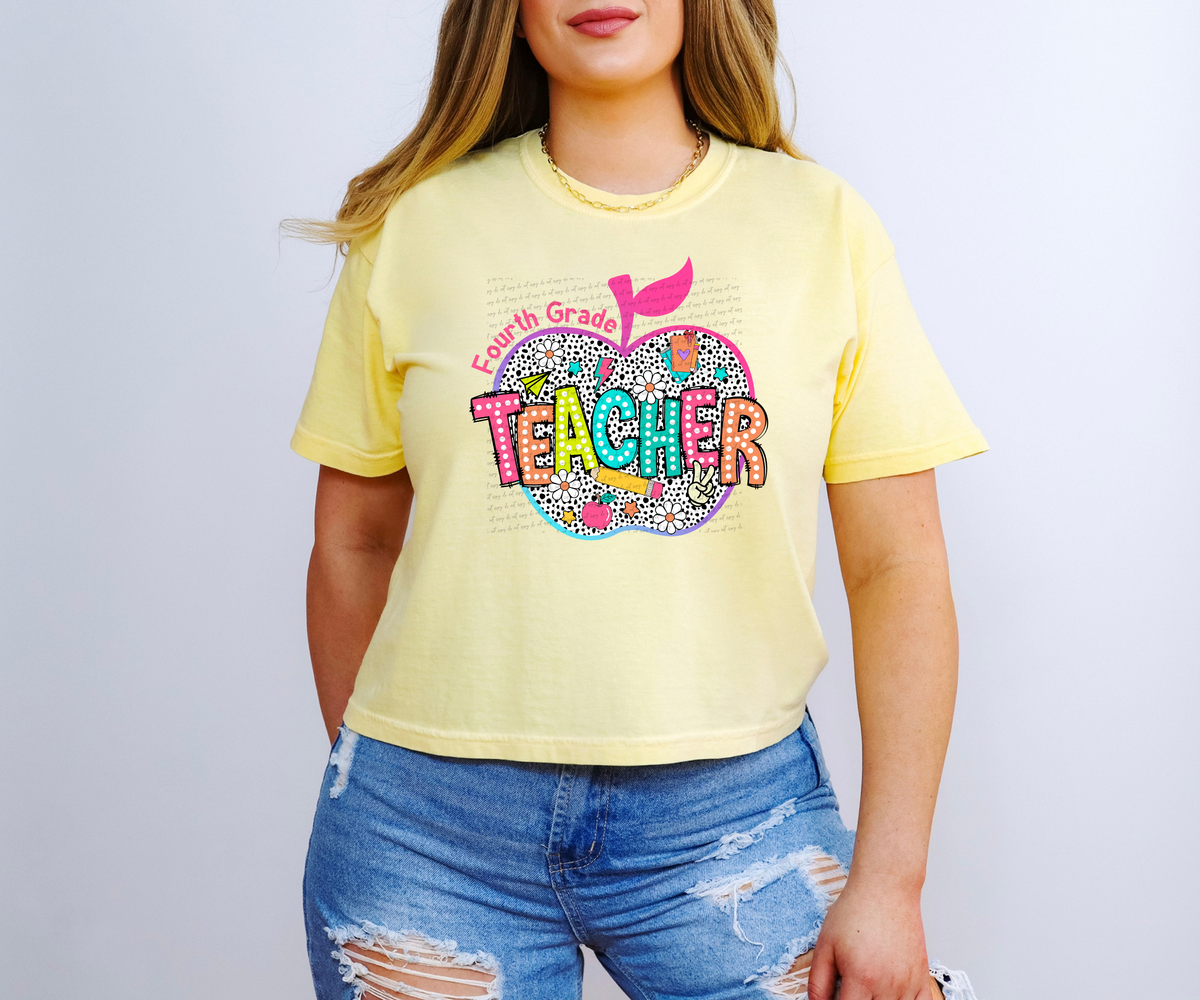 Fourth grade teacher dalmatian apple 68677 DTF transfer