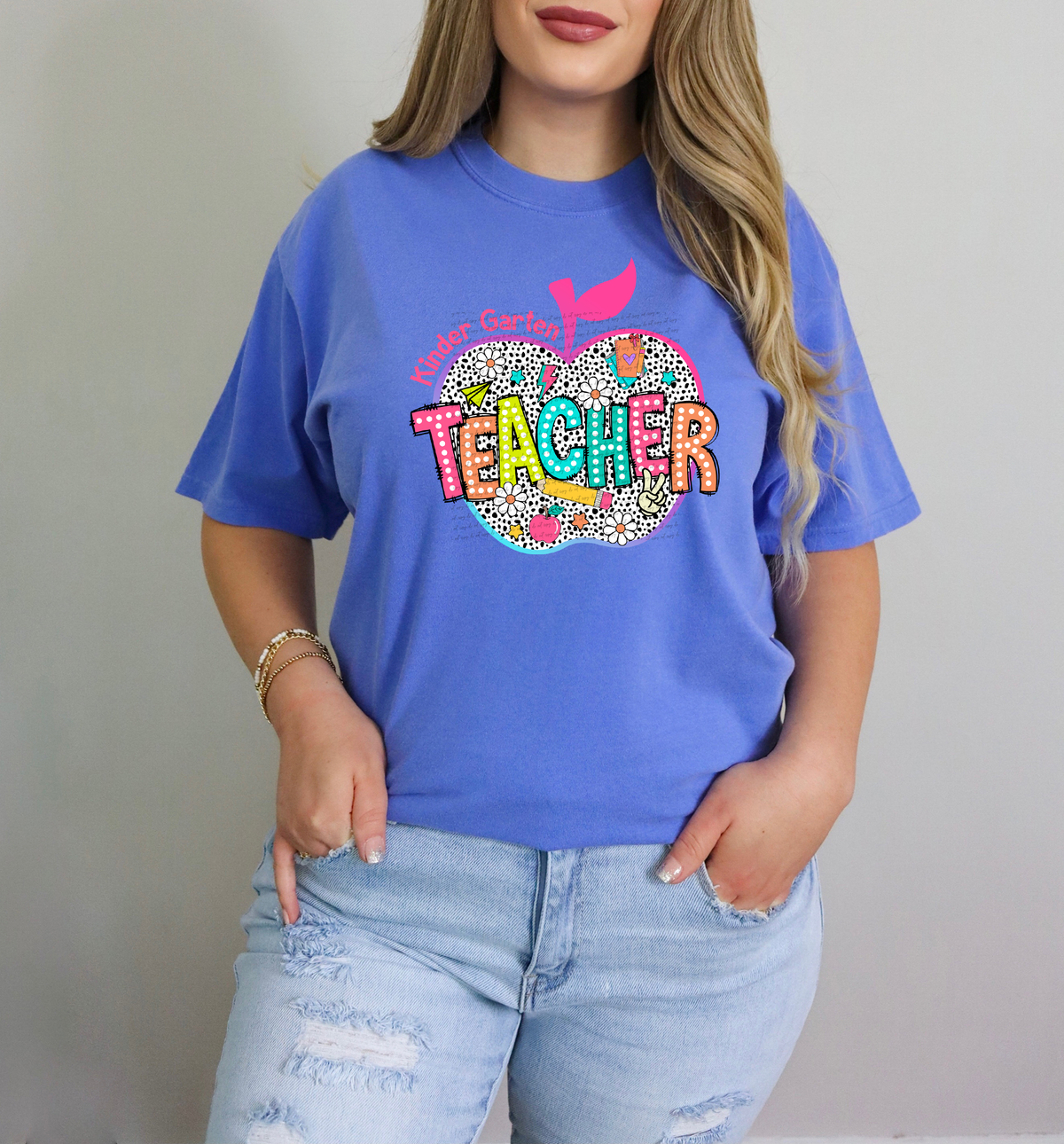 Kindergarten Teacher apple dalmatian 68661 DTF transfer