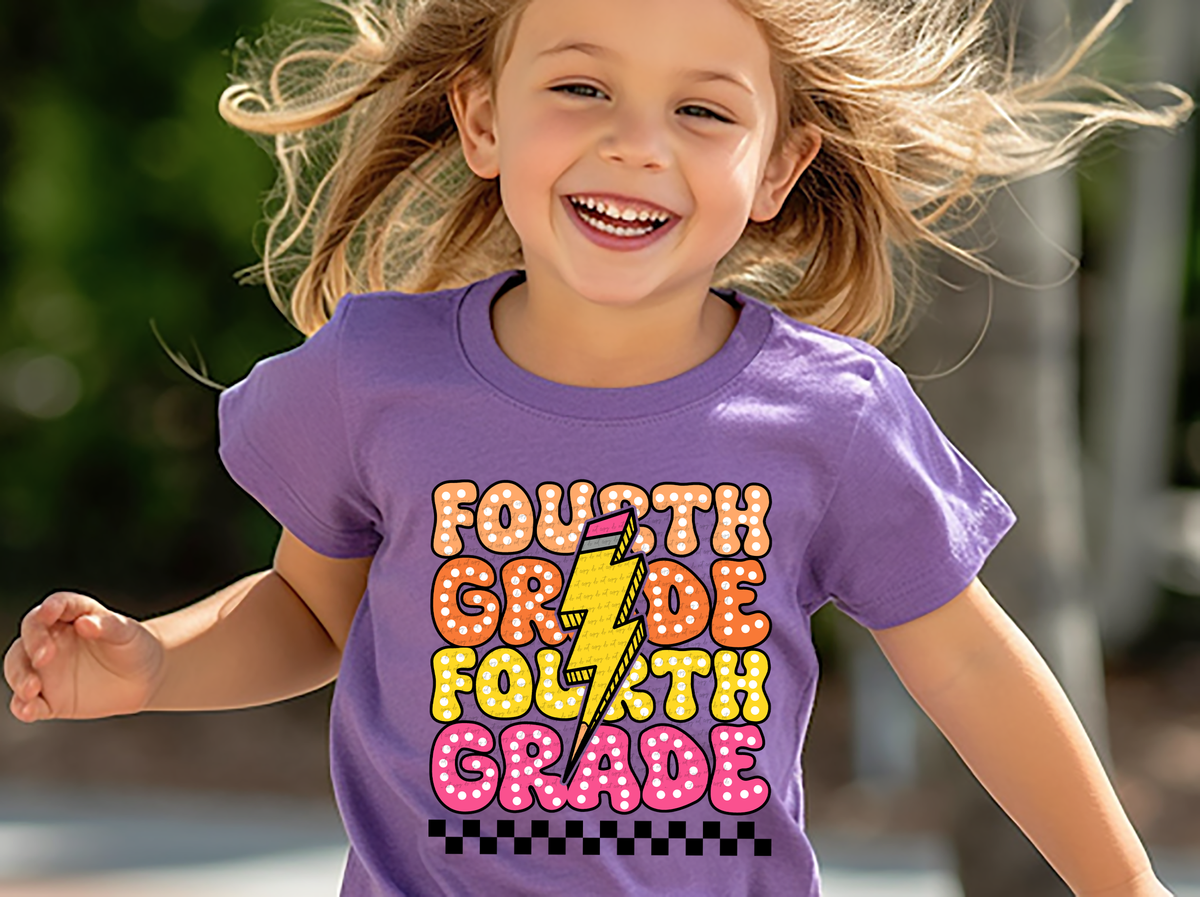 Fourth grade stacked yellow and pink transfer