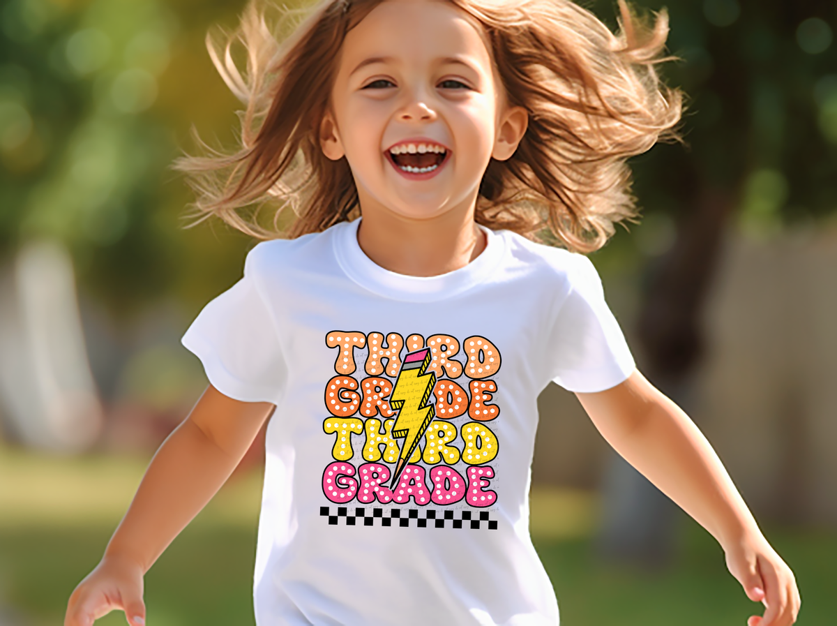 Third grade stacked yellow and pink 68678 transfer